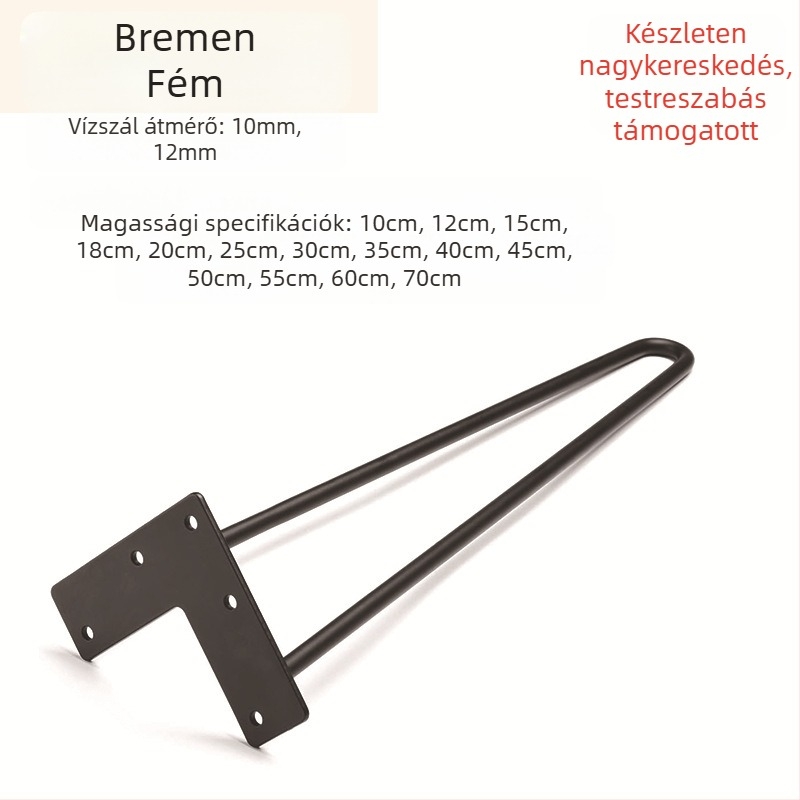 Hairpin asztalláb - vasból készült U-alakú láb bútorokhoz, modern és egyszerű stílus, drót átmérője 10-12 mm