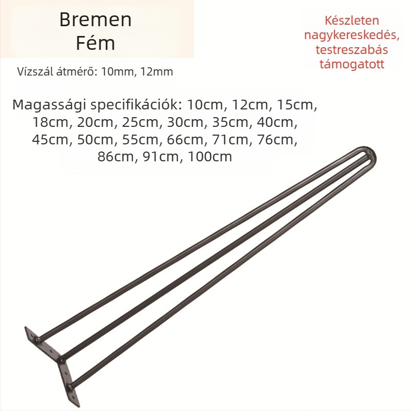 Hairpin asztalláb - vasból készült U-alakú láb bútorokhoz, modern és egyszerű stílus, drót átmérője 10-12 mm
