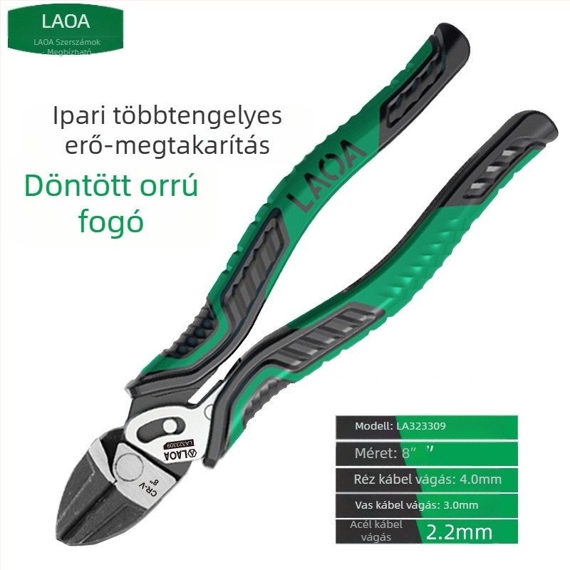 Old A Ipari kábelolló erőfáradtság-megtakarítással, többtengelyes elektromos harapó olló, vágási átmérő 3,0 mm, állkapocs hossza 60 mm, tömege 0,4 kg