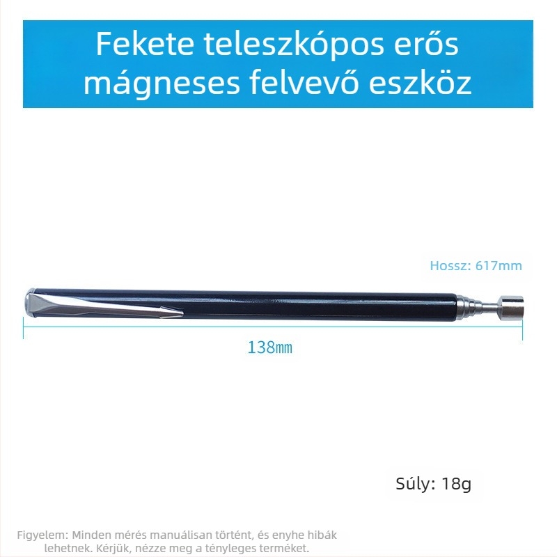 Húzható mágneses felvevő, 1,5 lb, rozsdamentes acél felület, tollklipszel, erős mágnes