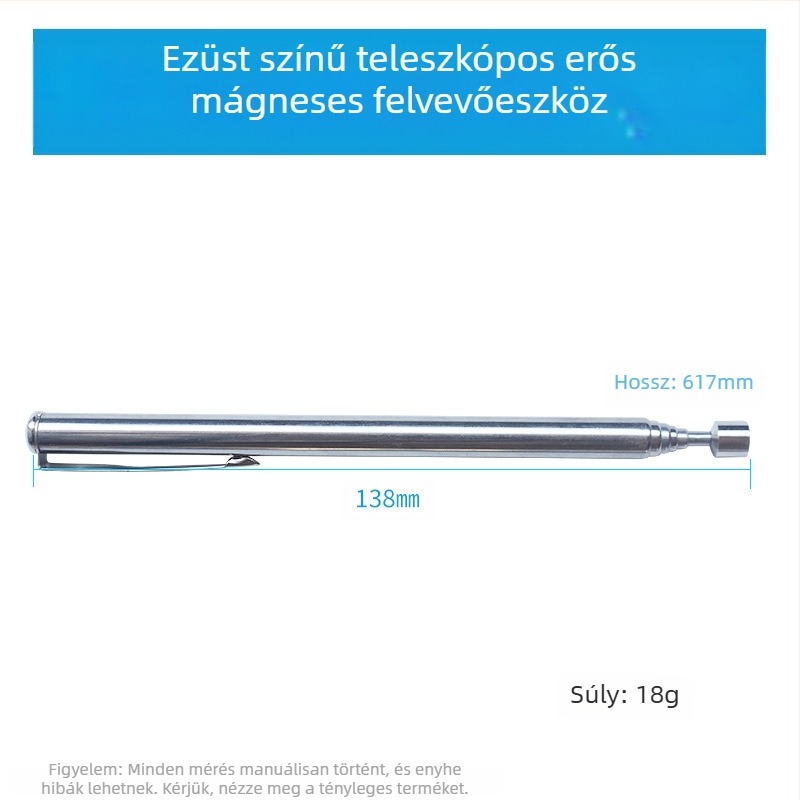 Húzható mágneses felvevő, 1,5 lb, rozsdamentes acél felület, tollklipszel, erős mágnes