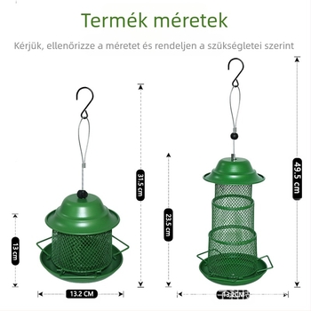Madáretető összecsukható, fémből, kerthez, kültéri függő, automata