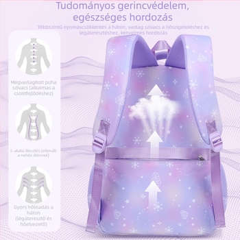 Iskolai hátizsák gyerekeknek – anime minta, gyerekes stílus, Oxford anyag, poliészter bélés, légpárnás vállpántok