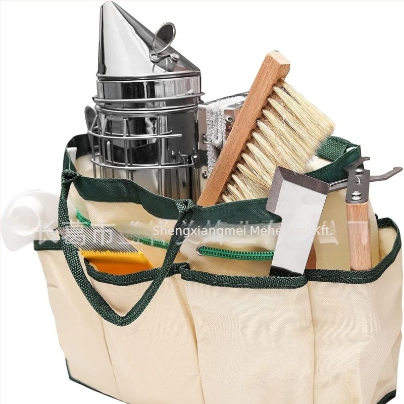 Méhészeti eszközök – 10 részes készlet füstölővel, tárolótáskával, keretekkel, keretklipszekkel és jelölőkkel a tenyésztéshez