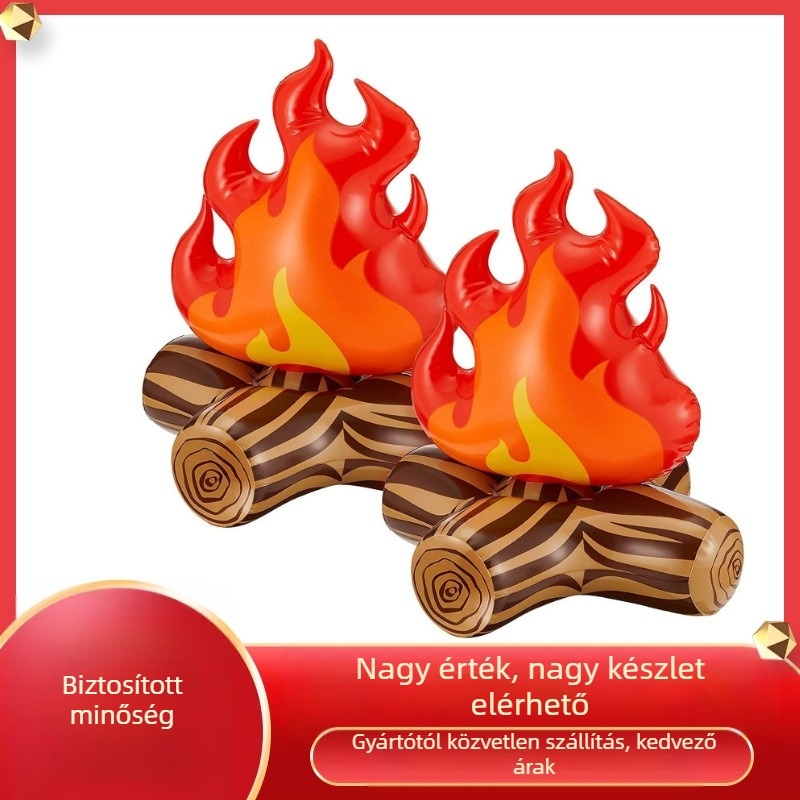 Felfújható tábortűz rekvisita kültéri dekorációhoz, PVC (Anyag: PVC; Csomagolás: OPP zacskó; Korosztály: 15–35; Használat: kemping és kert dekoráció)