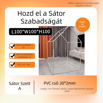 PVC sátor DIY játszóház műanyag vázzal és 20 PVC cső kiegészítővel