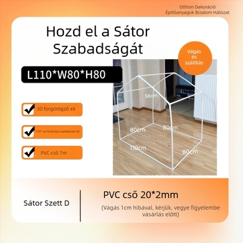 PVC sátor DIY játszóház műanyag vázzal és 20 PVC cső kiegészítővel