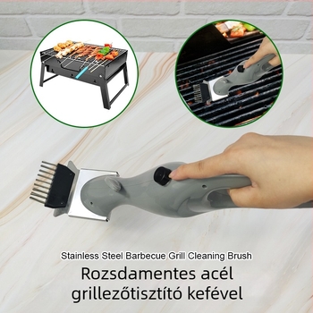 Grill ecset rozsdamentes acél nyéllel és acél huzal-szőrrel – szabálytalan stílus, 36 darabos csomag