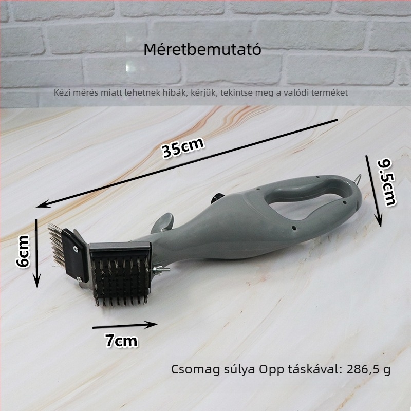 Grill ecset rozsdamentes acél nyéllel és acél huzal-szőrrel – szabálytalan stílus, 36 darabos csomag