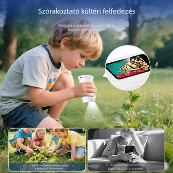 Gyermekeknek szánt hordozható kézi mikroszkóp – nagy felbontású, elektromos, szilikonból készült oktatási játék biológiához/kémiához (7–14 éveseknek)