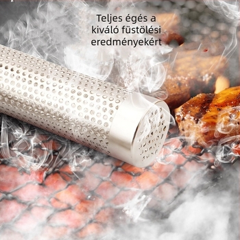 Rozsdamentes acél füstölőcső grillsütőhöz, újra használható, logó nyomtatás elérhető, márka HEGNMING-MADE