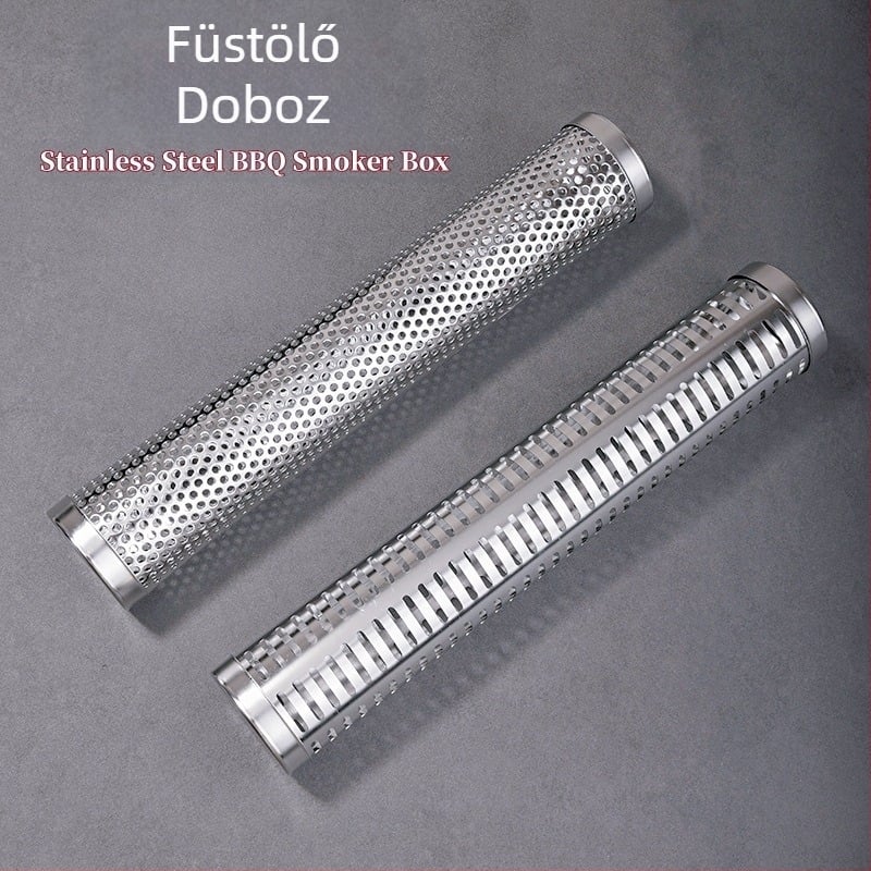 Rozsdamentes acél füstölőcső grillsütőhöz, újra használható, logó nyomtatás elérhető, márka HEGNMING-MADE