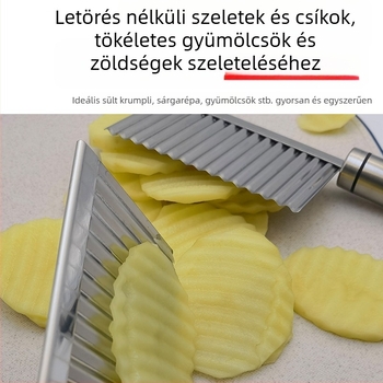 Krumplivágó farkasfogú hullámpengével — többfunkciós, rozsdamentes acél 430