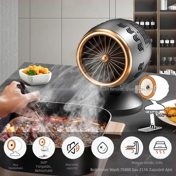 Hordozható mini konyhai páraelszívó otthonra és barbecue-hoz, modell BK-XY380, USB-tápellátás, 5V, 3W, időzítő nélkül