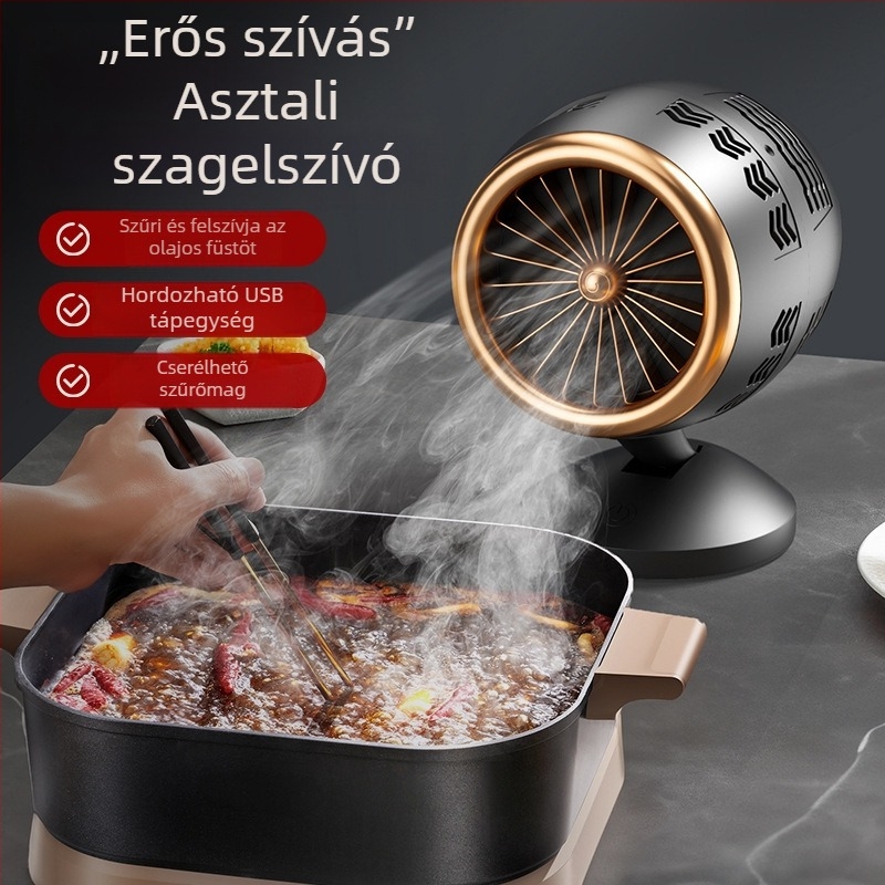 Hordozható mini konyhai páraelszívó otthonra és barbecue-hoz, modell BK-XY380, USB-tápellátás, 5V, 3W, időzítő nélkül