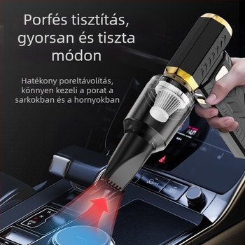 Kézi porszívó beépített akkumulátorral (4000–6000mAh), brushless motor, 10W, 6 fokozatú fúvás-szívás, éjszakai fény.