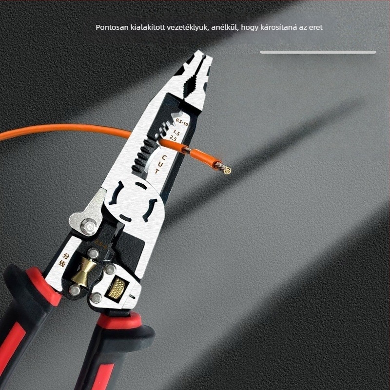 Star Tíz az egyben multifunkcionális vezeték-szigetelő fogó, otthoni villanyszerelőknek, hegyes szájú, erőfeszítés-megtakarító, Cr-Mo acél (CR-V)