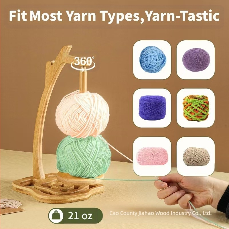 Fából készült, többfunkciós fonal tároló asztali használatra – stabil, forgó mágneses orsó tartó, Jiahao márka