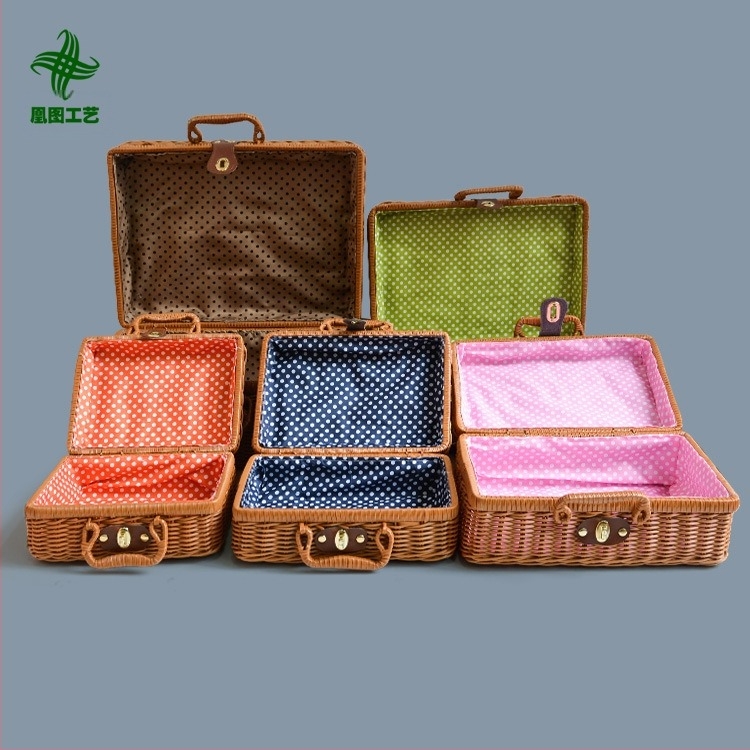 Tároló doboz, kézzel készített imitált rattanból, klasszikus kínai stílus (kapacitás 110 L, modell snx005)