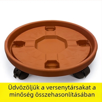 Vastagított gyanta virágtartó alátét görgőkkel, kör alakú műanyag virágtartó tál