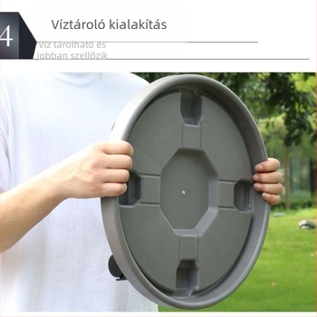 Vastagított gyanta virágtartó alátét görgőkkel, kör alakú műanyag virágtartó tál
