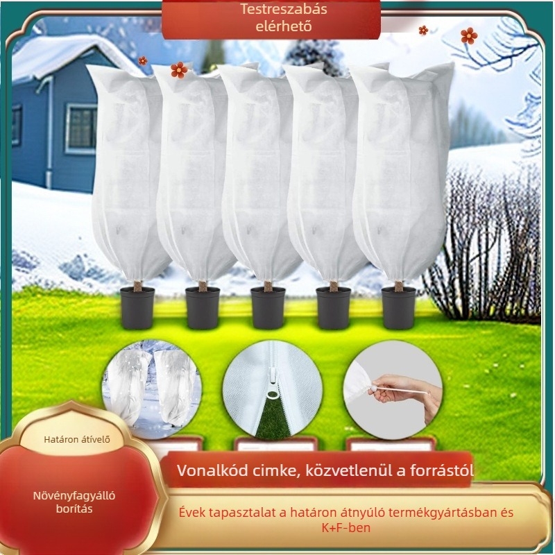 Vastagított növényvédő takaró kötözős zsinórral | polipropilén-nemszőtt anyag | téli védelem és kártevőriasztás