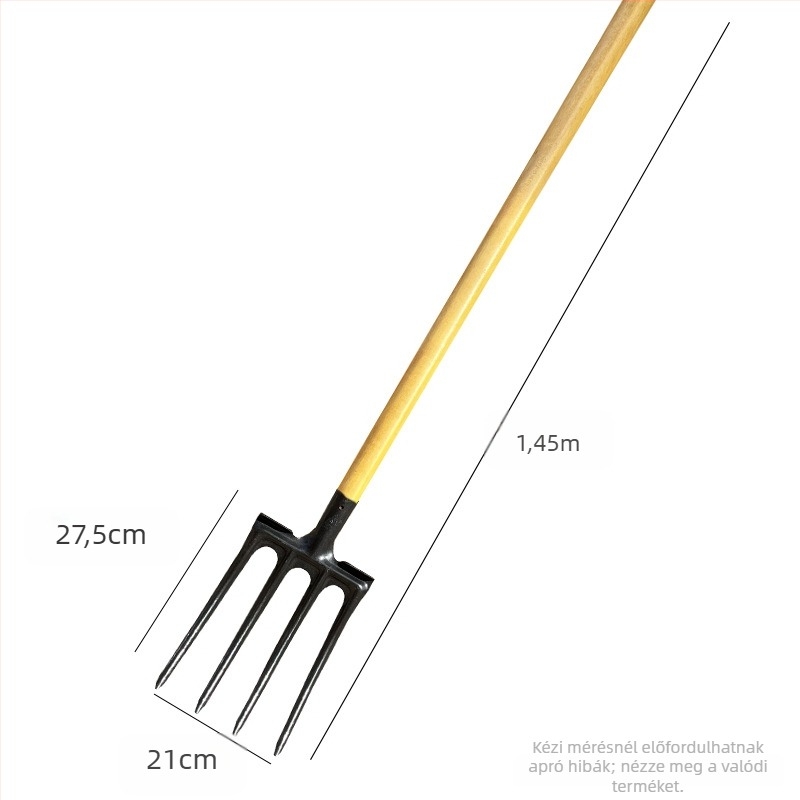 Négyfogas villa mangánacélból, kerti ásáshoz és talaj lazításához