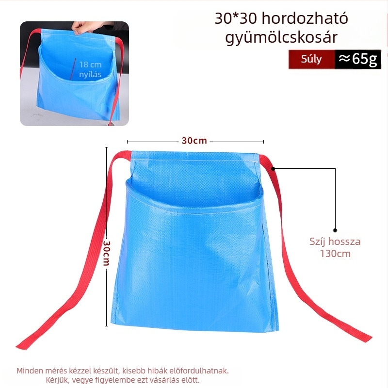 Hordozható mezőgazdasági gyümölcsszedő táska vászonból, vállon átvetős, tartós, kopásálló és vízálló