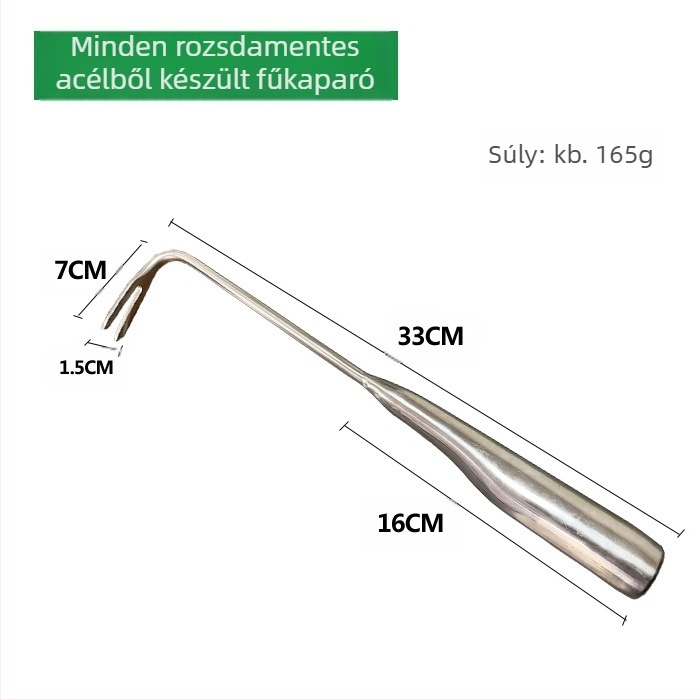 GRANPA Rozsdamentes acél gyomirtó kampó kerti szerszám, 128 g, kertészkedéshez