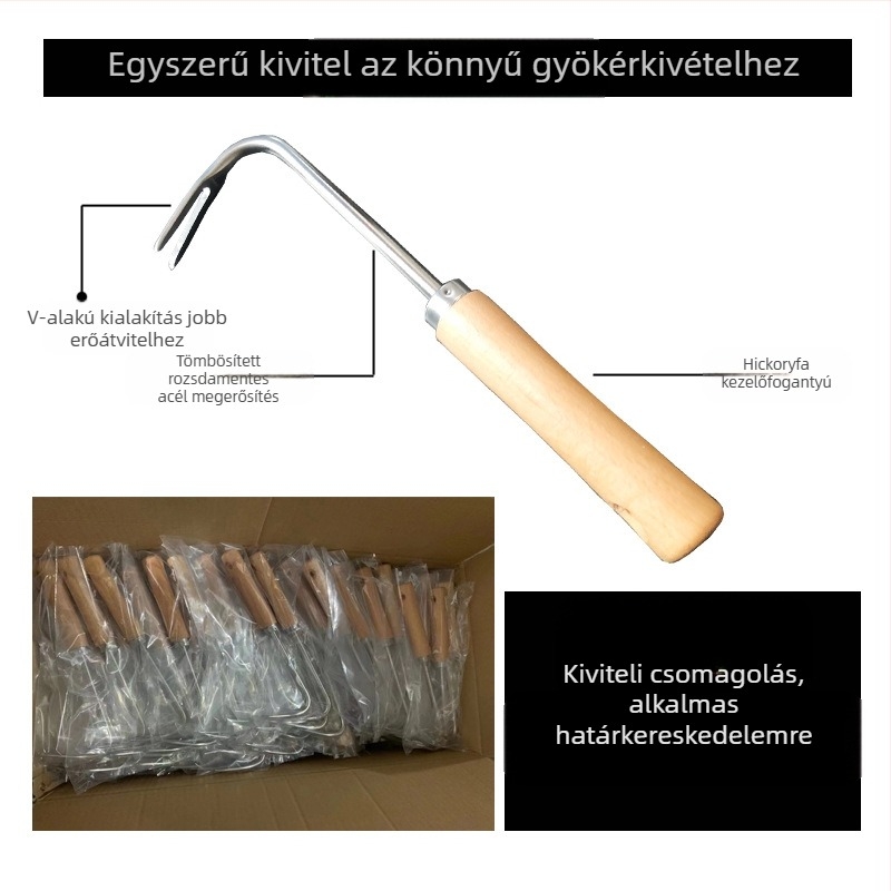 GRANPA Rozsdamentes acél gyomirtó kampó kerti szerszám, 128 g, kertészkedéshez