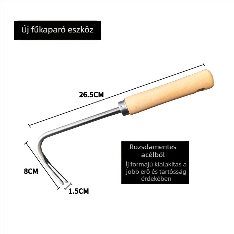 GRANPA Rozsdamentes acél gyomirtó kampó kerti szerszám, 128 g, kertészkedéshez