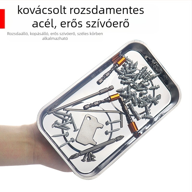 Mágneses csavartároló tál, rozsdamentes acélból, 1 készlet, háztartási használatra
