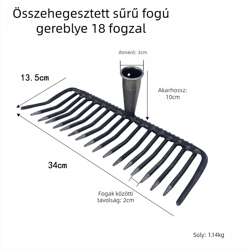 Sűrű fogú vas Gereblye kerti – a talaj fellazítására, hegesztett mezőgazdasági eszköz