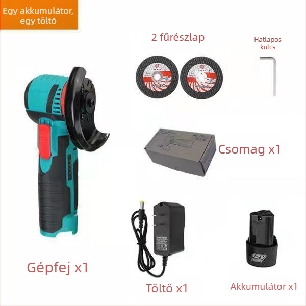 Vezeték nélküli lítium akkumulátoros szögcsiszoló – vágásra és csiszolásra, 220V, 1,6 kg, tartozékokkal