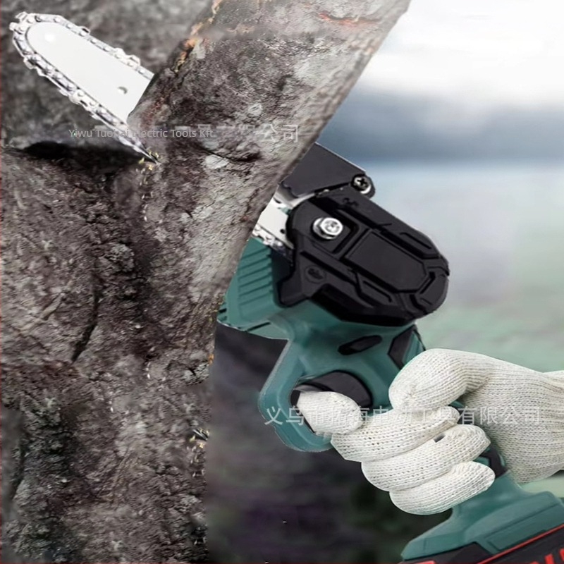 Elektromos láncfűrész, 21V-os tölthető Li-ion akkumulátor, kompakt, kézben tartható a kertben történő metszéshez és könnyű faragáshoz