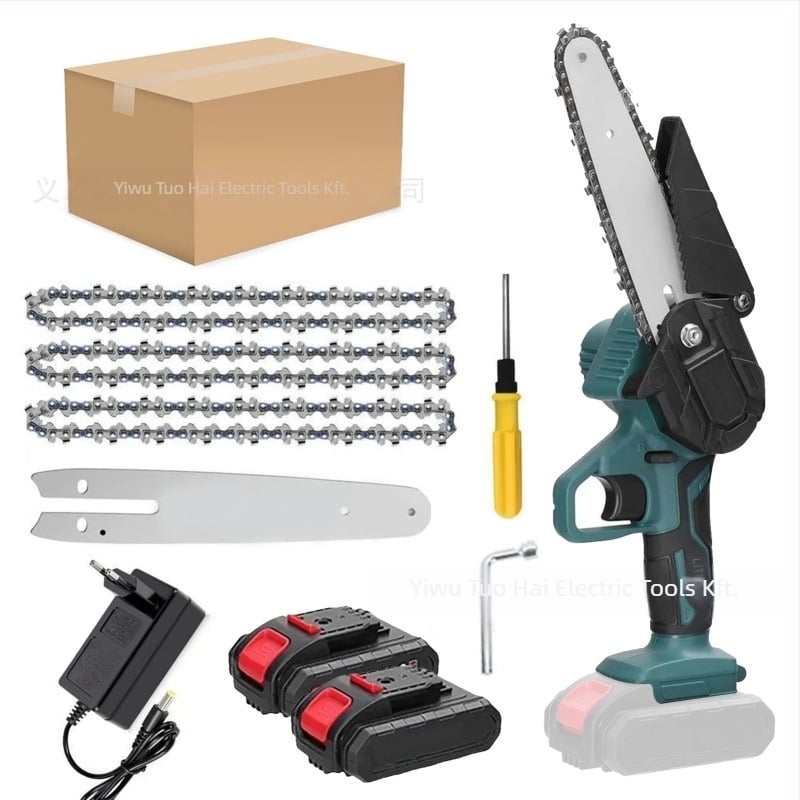Elektromos láncfűrész, 21V-os tölthető Li-ion akkumulátor, kompakt, kézben tartható a kertben történő metszéshez és könnyű faragáshoz
