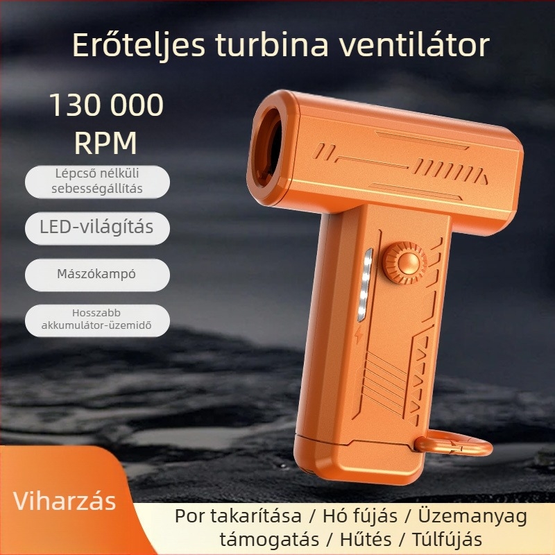 Mini USB kézi ventilátor LED-fénnyel, brushless motor, 3 sebesség, beépített 2000-4000 mAh akkumulátor, akár 12 órás üzemidő