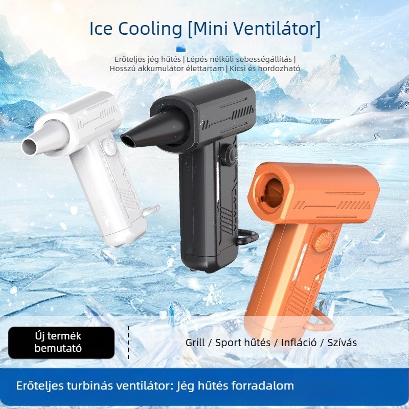 Mini USB kézi ventilátor LED-fénnyel, brushless motor, 3 sebesség, beépített 2000-4000 mAh akkumulátor, akár 12 órás üzemidő