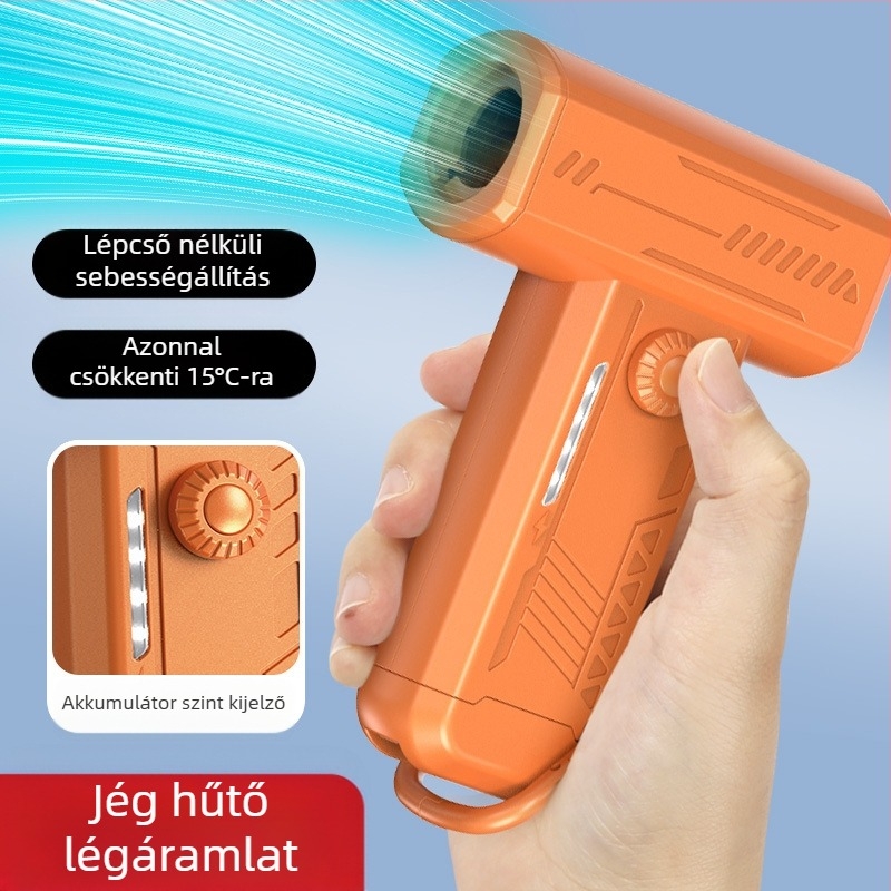 Mini USB kézi ventilátor LED-fénnyel, brushless motor, 3 sebesség, beépített 2000-4000 mAh akkumulátor, akár 12 órás üzemidő