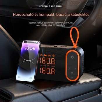 Hordozható autógumi felfújó digitális kijelzővel, USB töltés (120W, 7.4V, légáramlás 25 L/min)