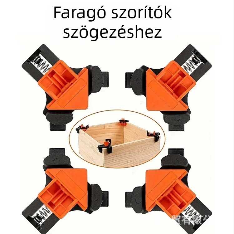 Faipari L-alakú szorító, 90°, állítható rögzítő, ABS/PP anyag