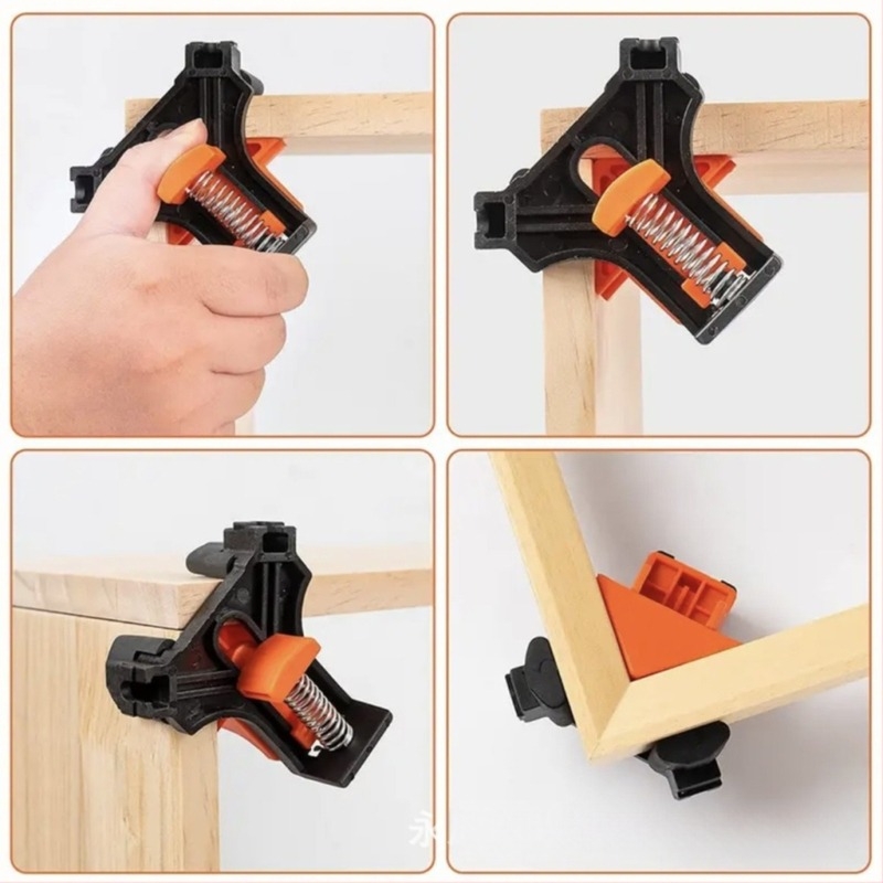 Faipari L-alakú szorító, 90°, állítható rögzítő, ABS/PP anyag