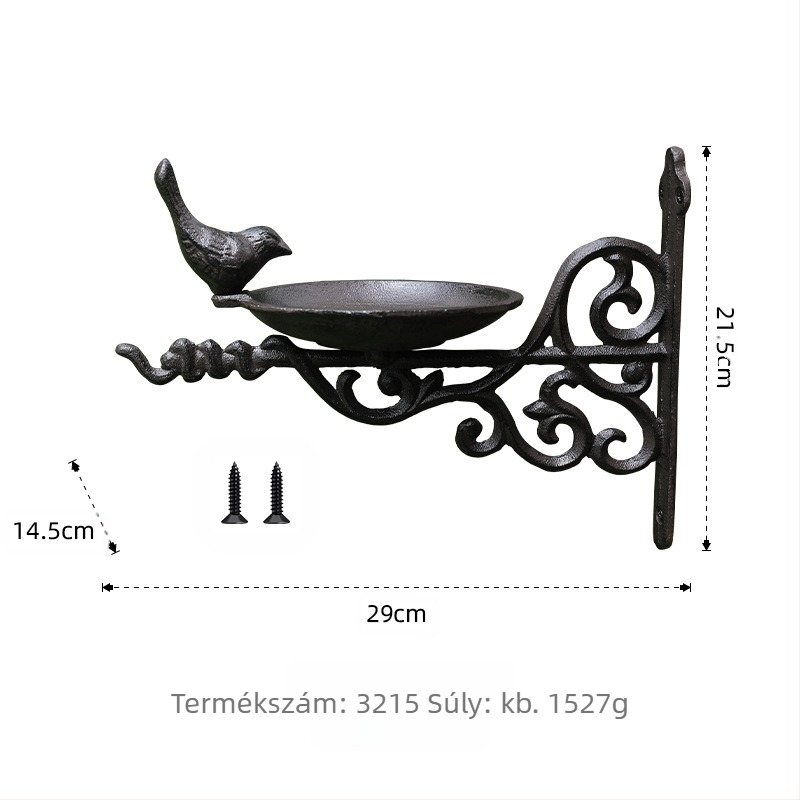 Madáretető – falikép, európai retro stílusú vasból, kerthez és kültérre, modern egyszerűség