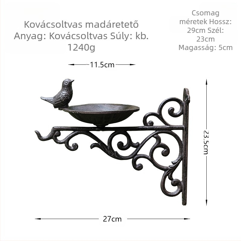 Madáretető – falikép, európai retro stílusú vasból, kerthez és kültérre, modern egyszerűség