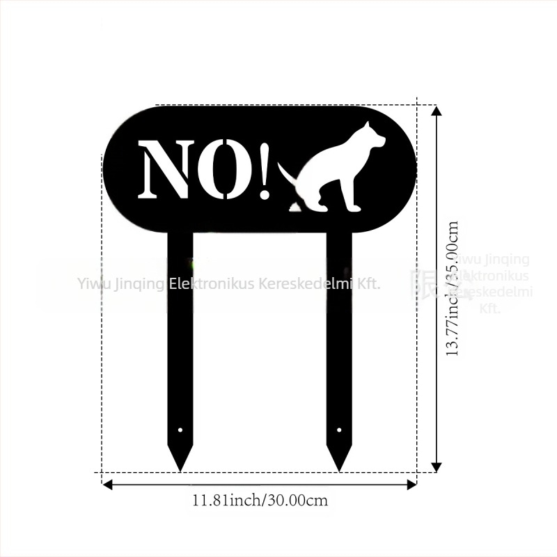 Fémből készült figyelmeztető tábla udvarra és kertbe, földbe süllyeszthető, figyelmeztetés háziállatok számára
