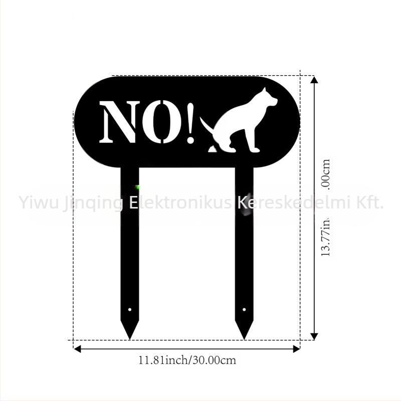 Fémből készült figyelmeztető tábla udvarra és kertbe, földbe süllyeszthető, figyelmeztetés háziállatok számára