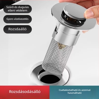 Mosdó- vagy mosogatólefolyódugó, univerzális ugró típus (ABS + rozsdamentes acél, rézmag)