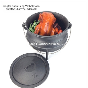 Háromlábú öntöttvas edény függőkosárral, bevonat nélküli, BK-2913, kapacitás több mint 5 liter