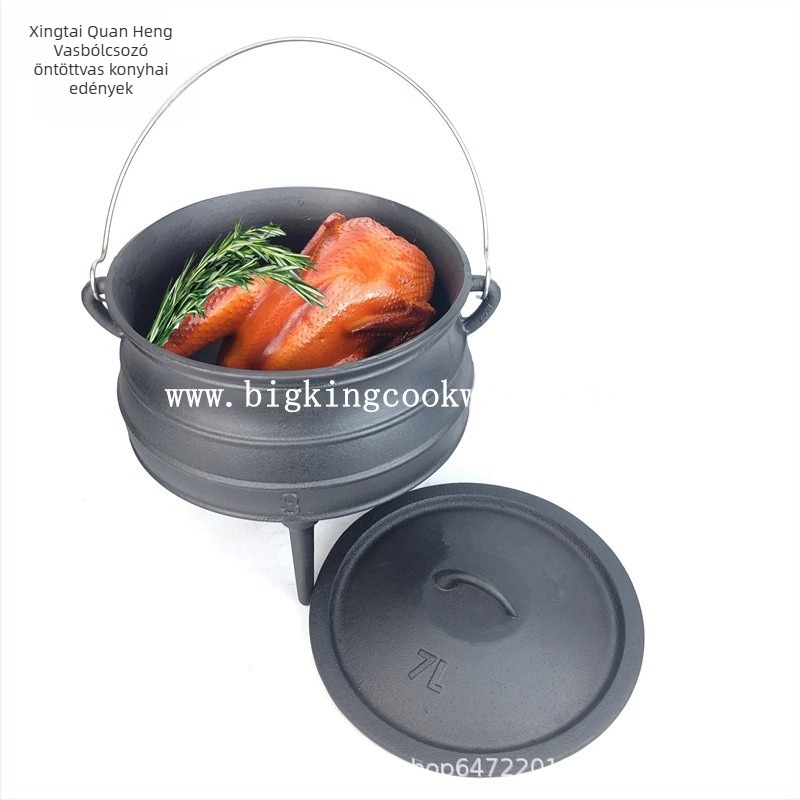 Háromlábú öntöttvas edény függőkosárral, bevonat nélküli, BK-2913, kapacitás több mint 5 liter