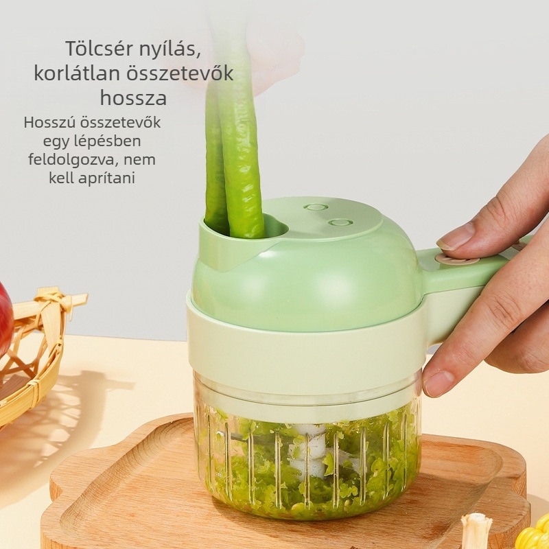 Gatling elektromos kézi élelmiszer-feldolgozó fokhagymaprésszel, zöldségaprító, 1–3 L kapacitás, ≤36 V, 10 000–19 999 rpm, 2 pengével, teljesen automata